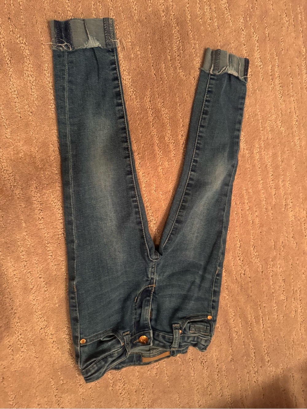 Girls Blue Stretch cuffed Skinny Jeans